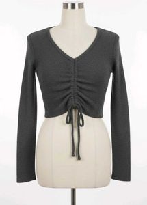 Chic Gray Ruched Crop Top