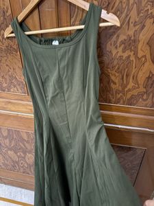 Olive Green Fit &amp; Flare Dress