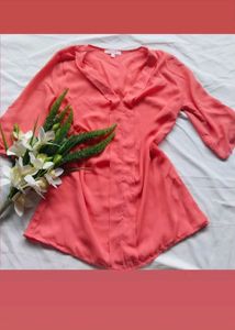 Coral V-Neck Top
