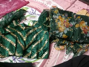 Green Floral Saree & Blouse