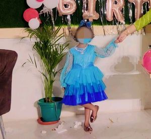 Layered Net Girls Frock With Satin Lining