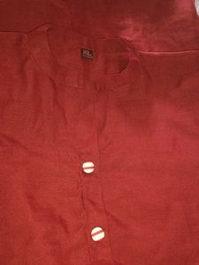 Women Checkered Pure Cotton Straight Kruti (Maroon