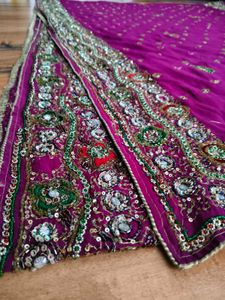 purple heavy handwork saree..