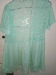 Mint Lace detail mesh Top