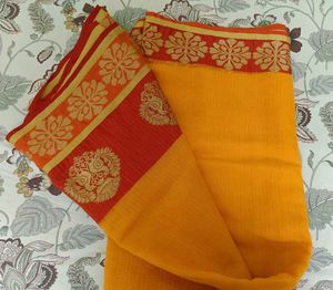 Yellow Cotton Saree With Free Size Blouse💛🥀✨