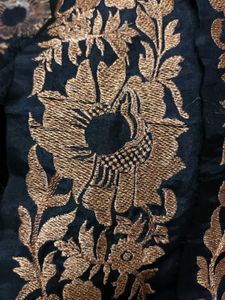 Elegant Black &amp; Copper Embroidered Fabric