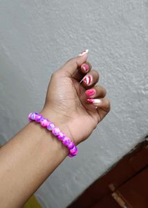 Pink &amp; Purple Marble Bead Bracelet
