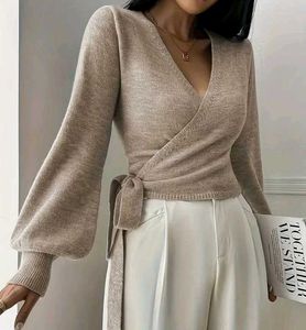Beige Wrap Sweater