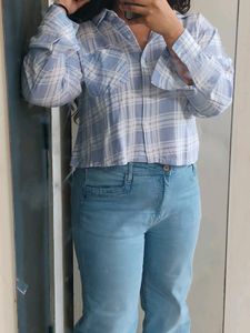 🩵Blue Check Cropped Shirt🩵