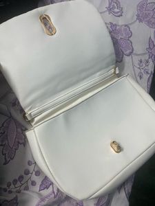 Quilted White Top Handle Bag
