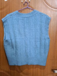 Light Blue Cropped Sweater Vest