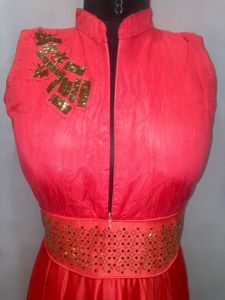 Coral Dress with Sequins