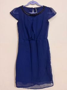 Blue Sheer Sleeve Dress