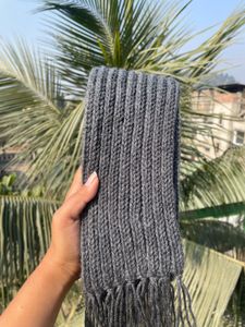 Gray Knitted Winter Scarf