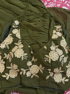 Olive Green Saree
