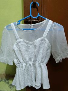 Chic White Peplum Top