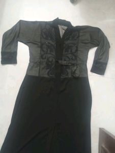 Gray And Black Designer Embroidered Saudi Abaya
