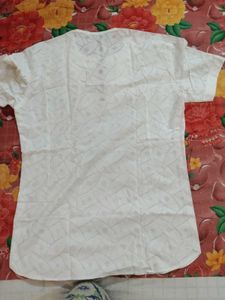 White Lace-Up Short Sleeve Top