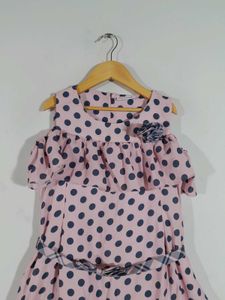 Pink Printed Dress For Girl&#39;s
