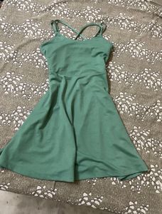 Green Mini Flared Dress