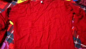 Red V-Neck Long Sleeve Top Tunic