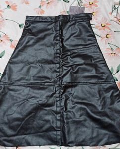 Black Midi Leather Skirt