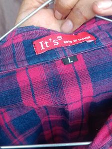 Red &amp; Blue Plaid Flannel Shirt