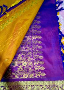 Orange Violet Banarasi Pure Silk Saree