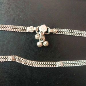 AJ97 Pure Silver Double Line Kids Kamarbandh Chain