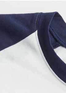 H&amp;M White &amp; Navy Baseball Tee
