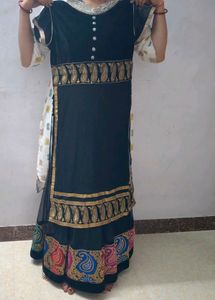 Black &amp; Gold Embellished Anarkali