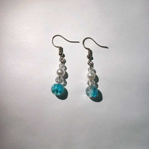Handmade Beaded Earrings - Blue