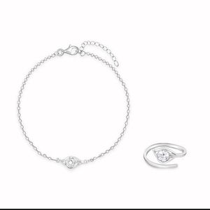 925 Real Silver Giva Bracelet & Ring Set