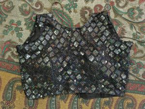 Padded Stitched Sequin Blouse On Sale
