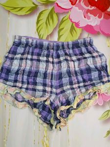 (1112)Plaid Ruffle Shorts