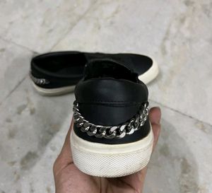 ZARA BLACK WHITE SLIP ON SNEAKERS UK 8