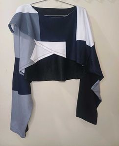 Asymmetrical Colorblock Crop Top