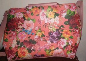 3 Handbags: black , sky blue, floral printed
