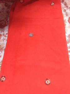 Orange Silk Saree With Blouse Piece