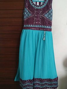 Offer Turquoise- Purple MirrorWork Gown Girls12-16