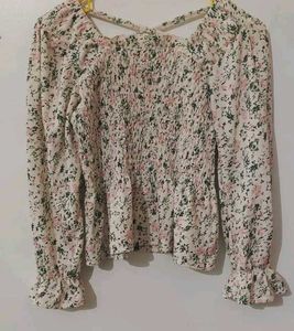 Floral Smocked Peplum Top