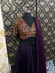 Elegant flairy  Purple Lehenga