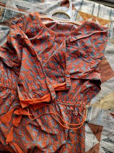 Orange Kurta With Adjustable Strap