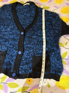 Blue &amp; Black Knit Imported Cardigan