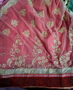 Elegant Red And Golden Saree