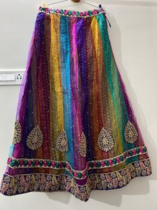 Multicoloured Netted Lehenga/half Saree