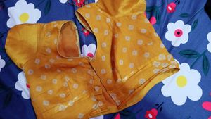 Yellow Cotton Saree With Blouse