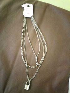 Layered Necklace with Lock and Key Pendants