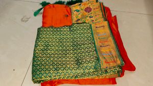 Peshwai Paithani With Green Kath