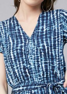 StyleStone blue and white tie-dye printed jumpsuit